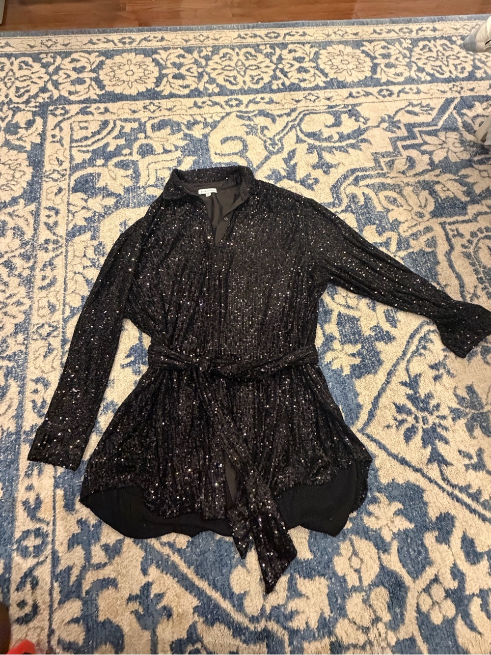 Gianni Bini Black Sequin Dress with Belt